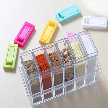 

6PCS/Set Seasoning Boxes Plastic Spice Box Food Storage Kitchen Containers Hot