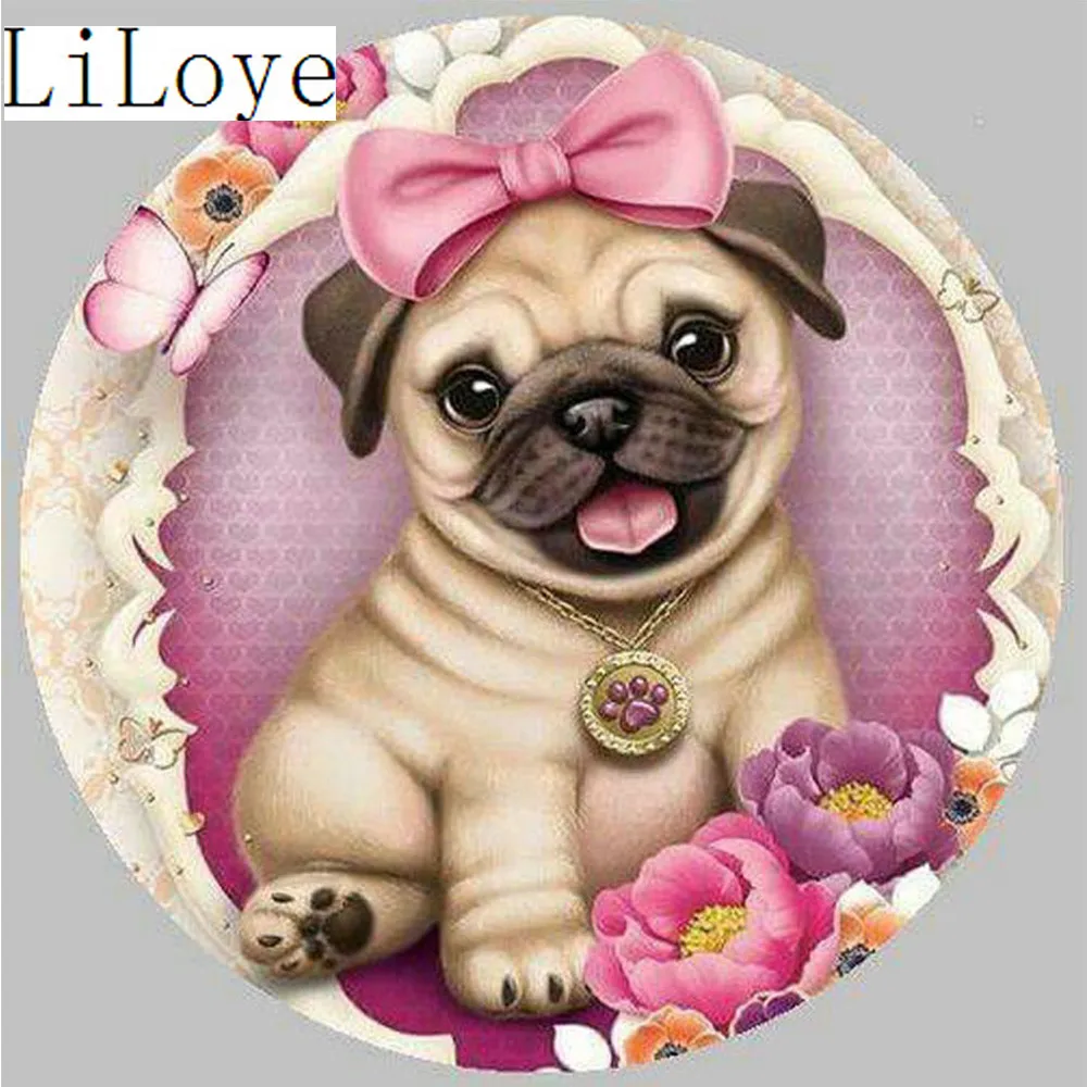 

DIY Diamond Painting Cross Stitch Flower Mosaic Full Rhinestones 5D Icon Diamond Embroidery Dog Home Decor Painting Pattern F597