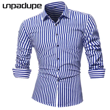 

2018 Men Fashion Casual Long Sleeved Stripe Shirt Slim Fit Male Social Business Dress Shirt Brand Men Clothing Soft Comfortable