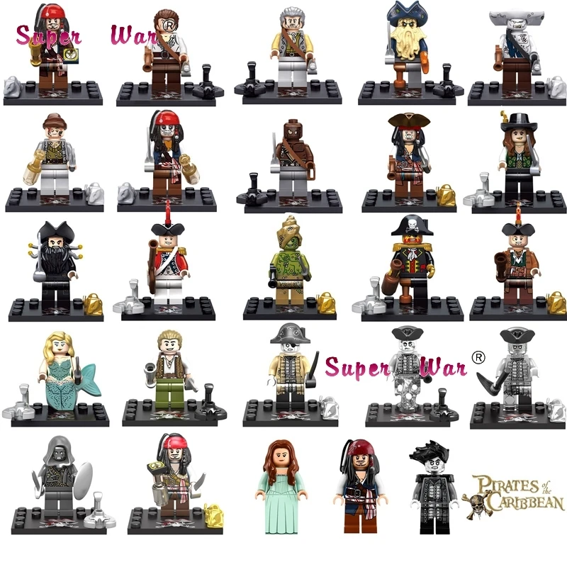 

Single Captain Pirates of The Caribbean Jack Sparrow Mermaid David building blocks models bricks toys for children kit
