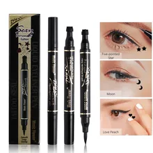 Музыка Цветок жидкая подводка для глаз карандаш со штампом подводка для глаз ручка черная Татуировка печать Черная Подводка для глаз водостойкая в виде звезды луны сердца косметика