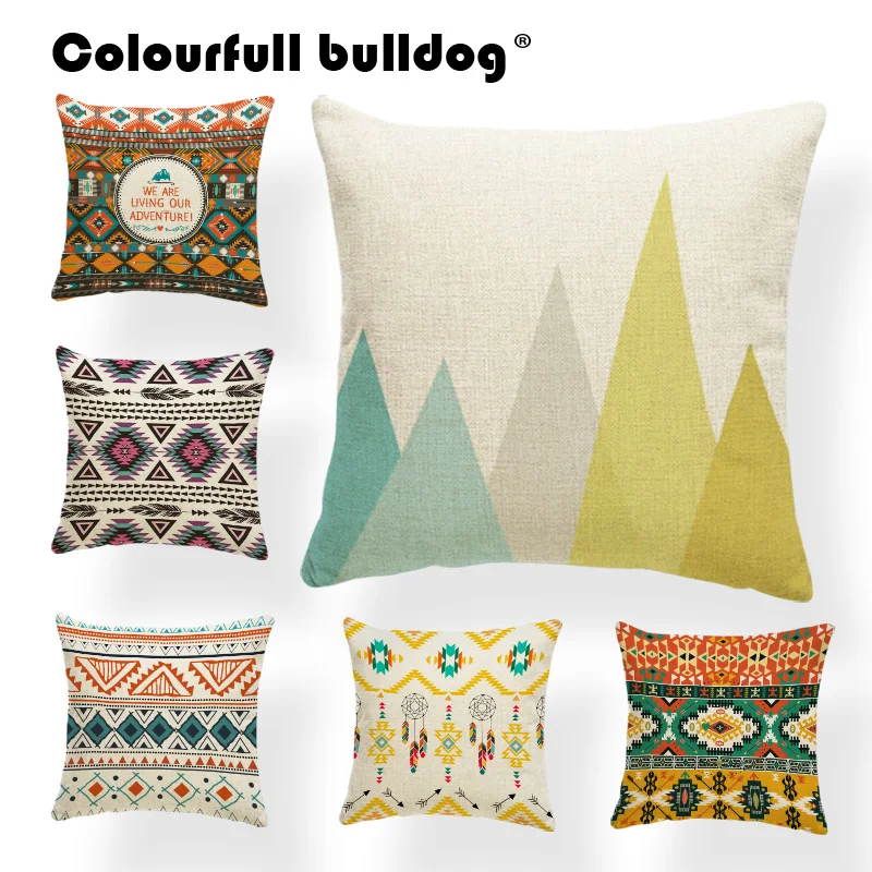 

Geometry Cushion Case Pattern Pillow Case Covers Arrow Yellow Red Home Accessories Wave Point Throw Pillow Cases 45X45Cm Burlap