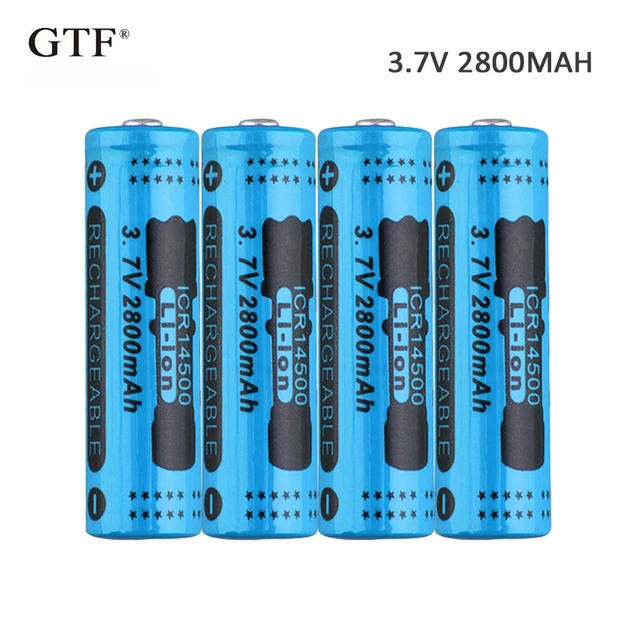 4pcs 14500 3.7V 2800mAH Lithium Li-ion Rechargeable Battery Batteries + Case