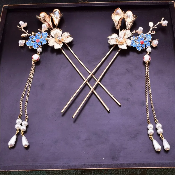 

Costume fringed hair Han Feng step tiara ancient style Hanfu Tang Feng hair crown wedding headdress