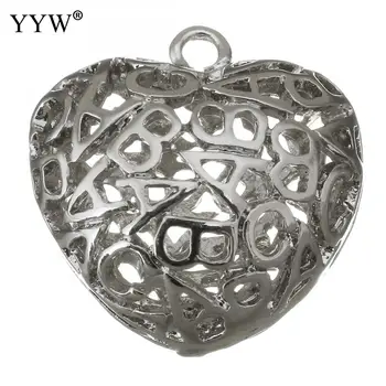 

Brass Heart Pendants Diy Heart Pendants Silver Bracelet Making 18x19x11mm Plated Hollow Heart Pendant For Necklace