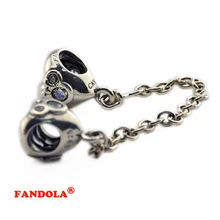 Fit Pandora Браслеты сердце Мышь безопасности цепи бусины с ясно, кубический цирконий Аутентичные 925 пробы серебряные ювелирные украшения