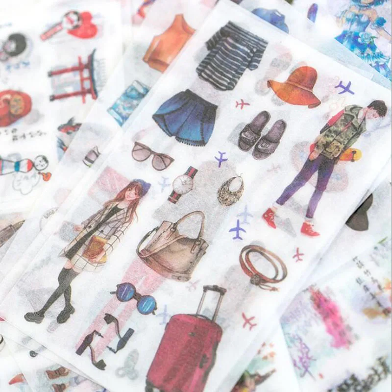 

6 Pieces / Bag Collage Series Creative Daily Retro Leisure Travel PVC Stickers Diy Learning Stationery Scrapbook Paper Diary