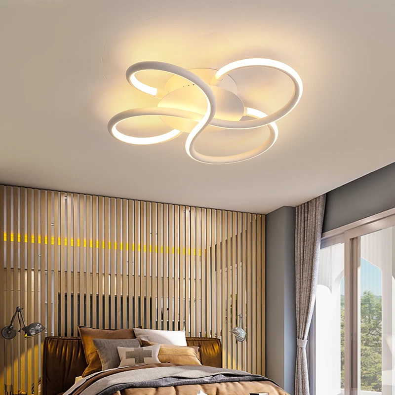 Современный светодиодный потолочный светильник для гостиной, простая креативная люстра белого кофейного цвета, для спальни, кабинета, балкона, Затемняющая люстра, светильники