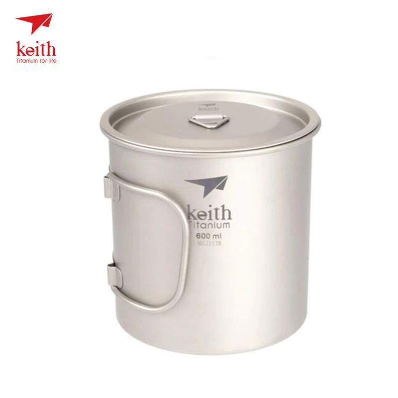 

Keith Titanium Cup Single Wall Water Cup For Camping Hiking Travelling Exploration With Lids Ultralight 89g 600ml Ti3207
