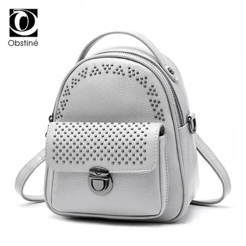 

Summer Mini Rivets Backpack for Women Youth Backpack Female Small Back Bag for Woman Fashion Gray Daypack for Teenage Girls 2018