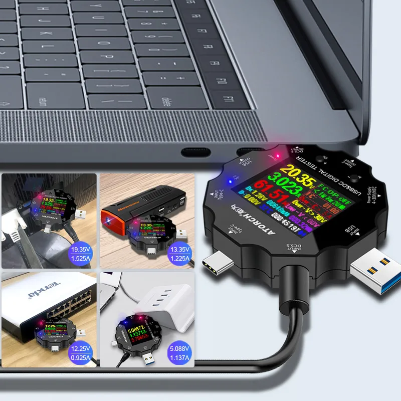 HD цветной TFT type-C USB 3,0 тестер постоянного тока цифровой автомобильный Вольтметр Амперметр voltimetro power bank детектор напряжения Электрический вольтметр