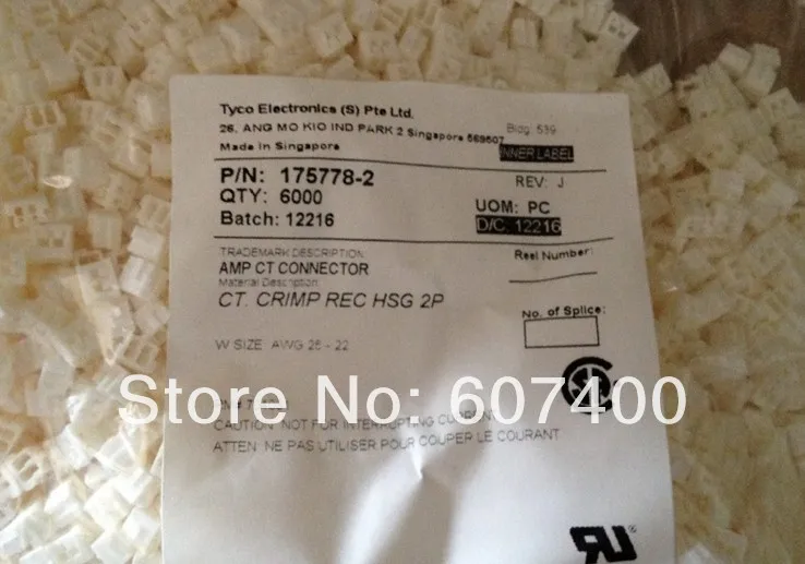 175778-2 CONN RCPT HSG 2POS обжимные натуральные TYCO TE AMP корпуса коннекторы терминалы 100%