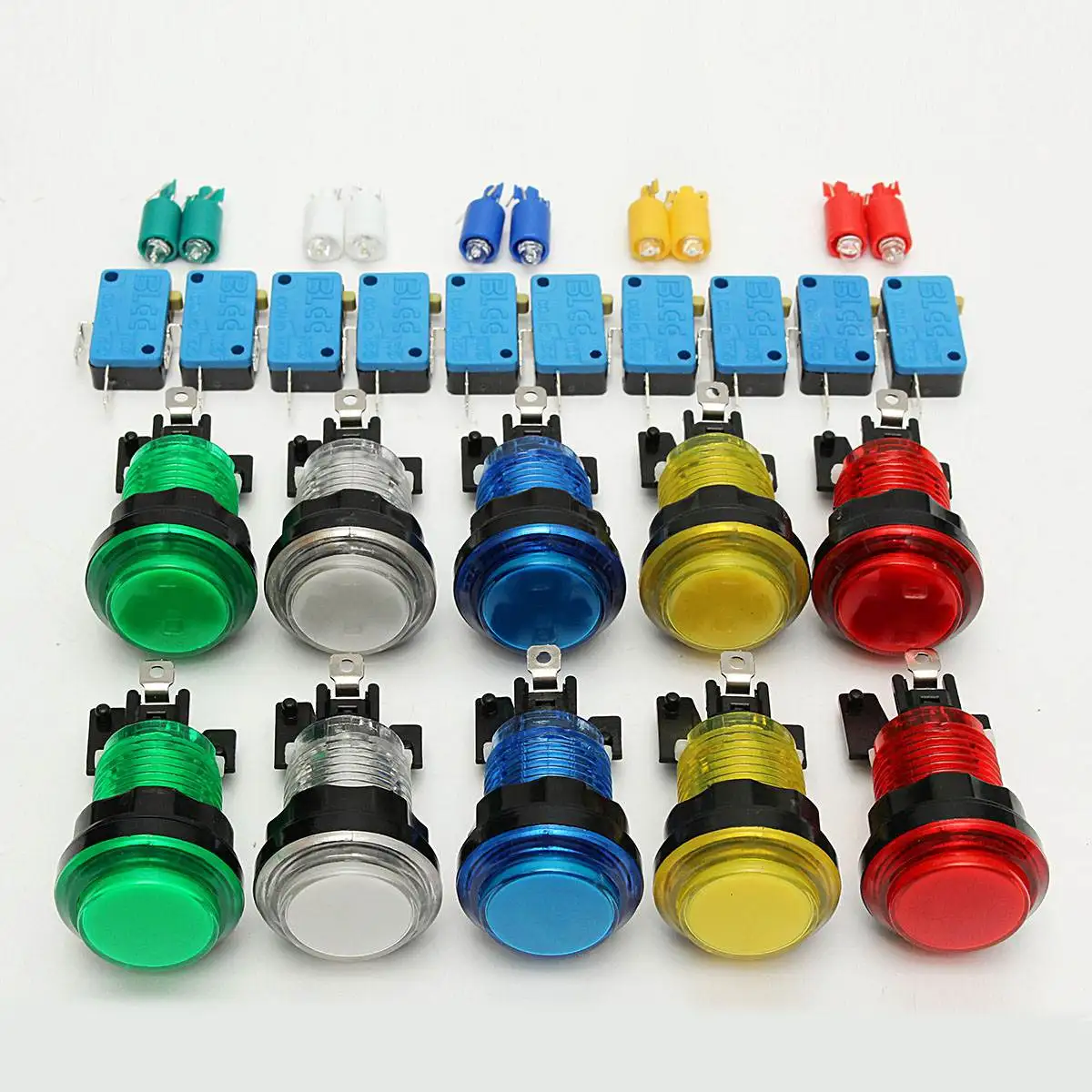 10 Pcs Switches LED Light Illuminated Full Colors Push Button With