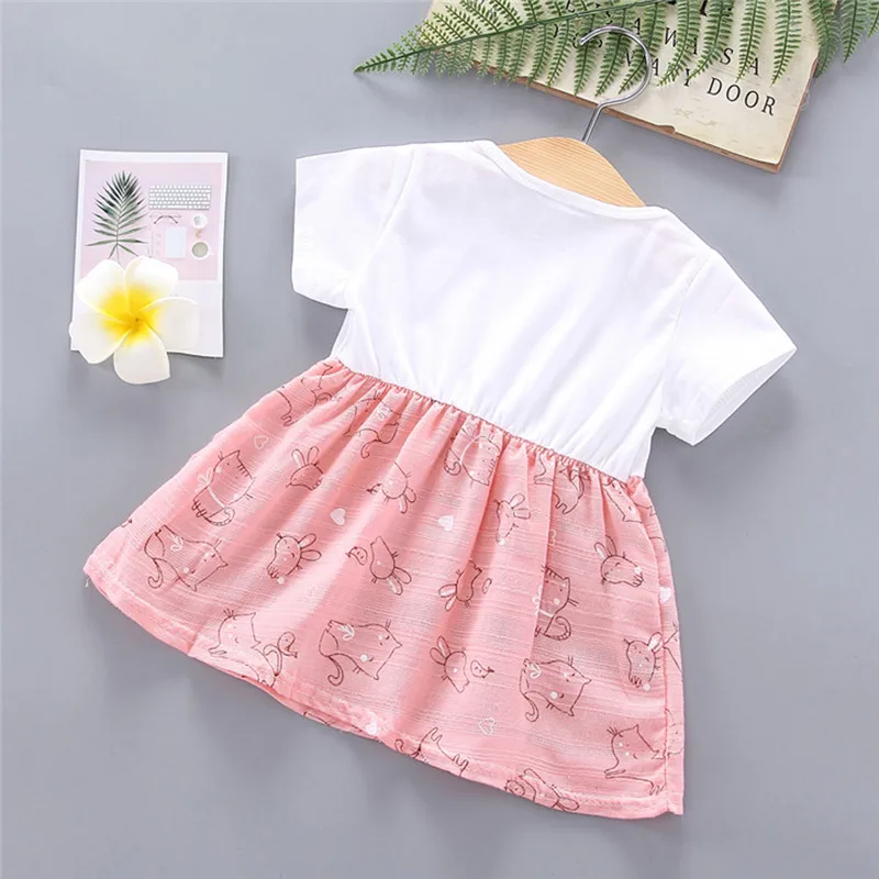 girls clothes Toddler Baby Kids Girls Cartoon Cat Print Flower Dress Princess Dresses vestido robe fille  #4j26 (1)
