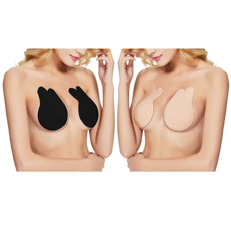 

2Pcs/Pair Women Cute Rabbit Ear Invisible Bra Lifting Chest Stickers Breathable Bio-Silicone Nipple Cover Anti-Sagging Chest Pad