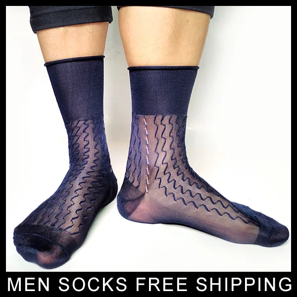 Brand Classic Nylon silk socks for Mens Soft sheer Thin Formal dress suit socks Sexy Male