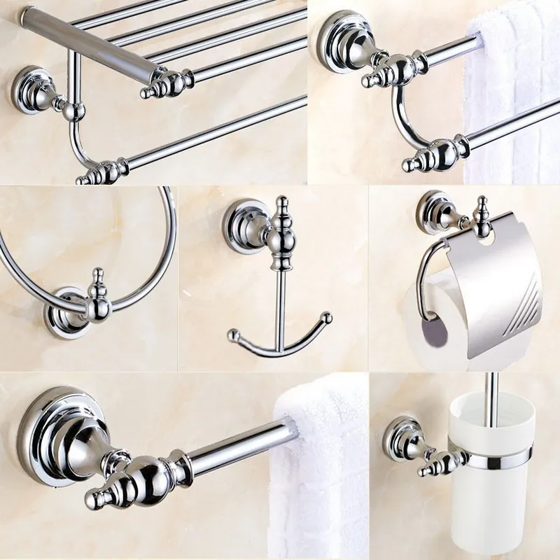 

Bathroom Accessories Chrome Polished Towel Shelf Toilet Paper Holder Soap Holder Towel Rack Tumble Holder Bathroom Hardware Set