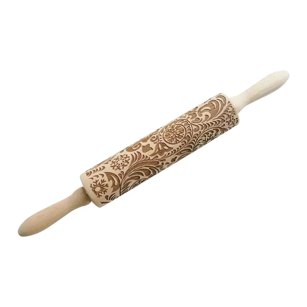 

Wooden Rolling Pin Embossing Christmas Baking Cookies Biscuit Fondant Tool 2018ing
