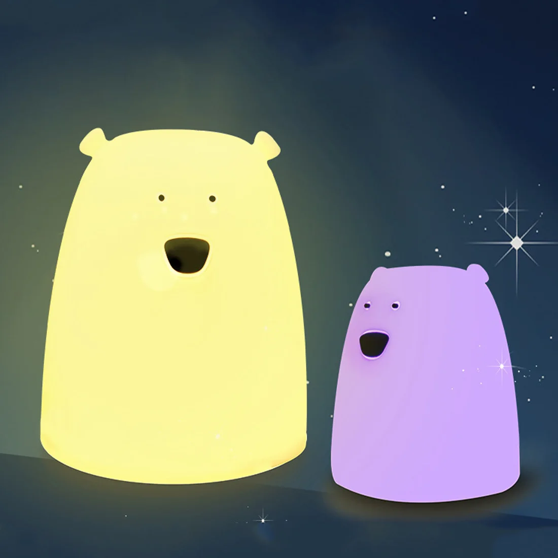  Bedroom Light Colorful Bear Silicone LED Night Light Chargeable Battery Touch Sensor light 2 Modes  - 32863992065