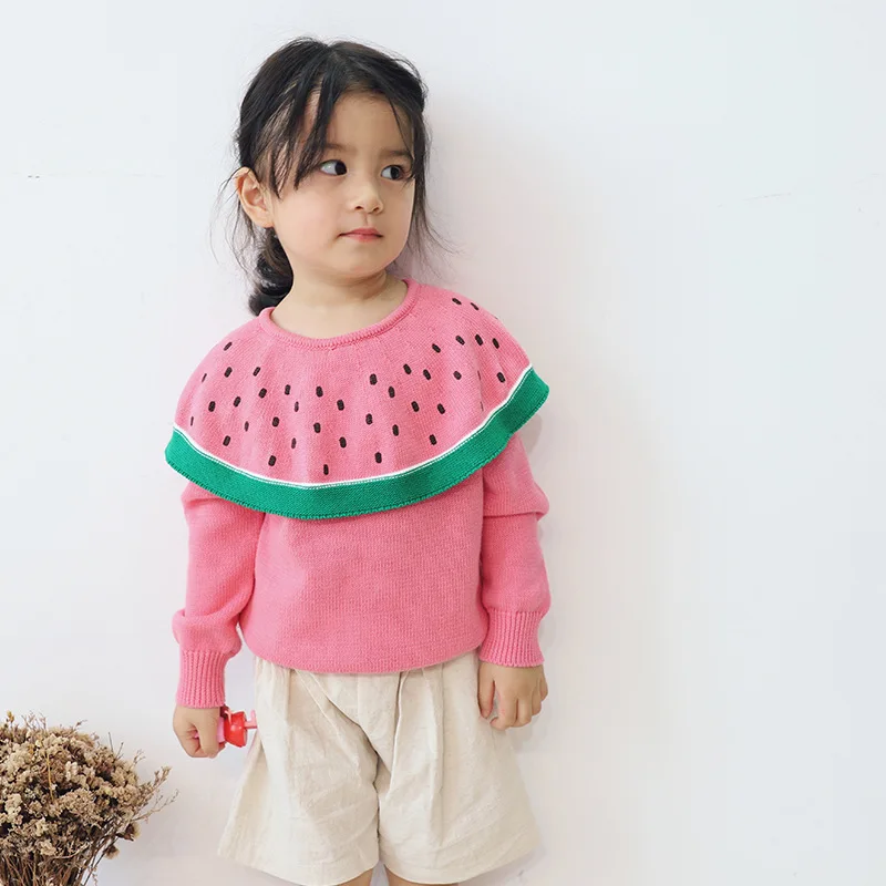 

Ins Infant Sweater 2018 Autumn Winter New Baby Cute Sweater Girl Baby Cotton Sweaters Children Knit Coat Watermelon Cloak,#3365