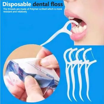 

30 pcs / set Disposable Dental Embroidery Picks Teeth Toothpick Stick Clean Tooth Oral hygiene Scrubber Cleaning Skin 7.6 cm