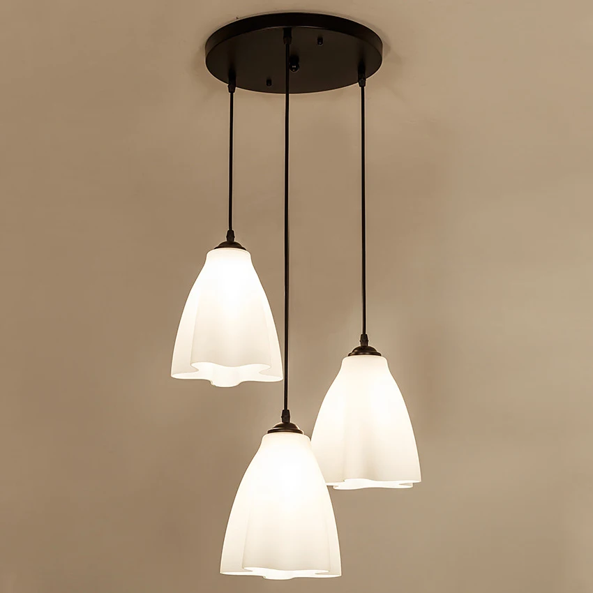 

Nordic Led Pendant Lights Glass Shade Modern Design Hanging Lamp Pendant Ceiling Lamp Kitchen Dining Living Room White E27 Bulb