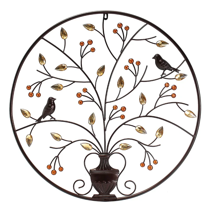 

KiWarm VintageBlack Birds Tree Metal Iron Sculpture Ornament for Home Room Wall Hanging Decoration Art Crafts Gift 62cm/24.4inch