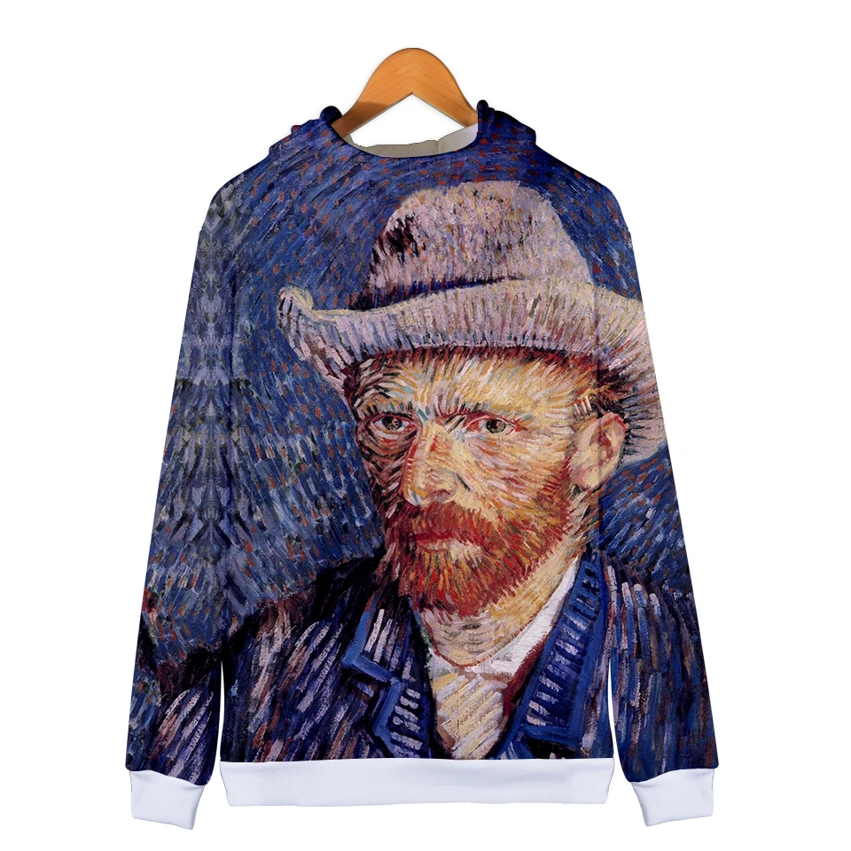 Vincent Willem van Gogh Casual Long Sleeve Zipper Hoodies Sweatshirt Women Casual Clothes Hip Kawaii Plus Size