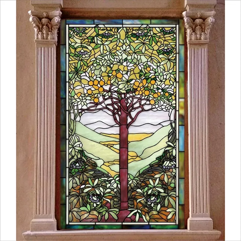 

Custom Size Church art glass screen Film No Glue Static Cling doors static film wardrobe door sticker glass foil 40cmx60cm