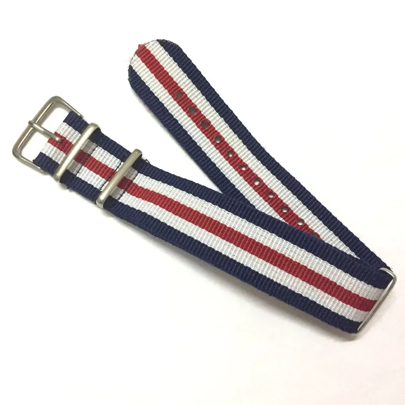

Watches Straps Canvas Fabric Nylon Wristwatches Bands Navy White Red Striped Replace Wrist watch bracelet Width 18mm 20mm 22mm