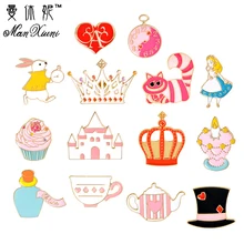 Manxiuni 14pcs/set Colorful Beauty Girl Princess Dream Teapot Castle Crown Cartoon Brooch Button Pin Bag Denim Jacket Pin