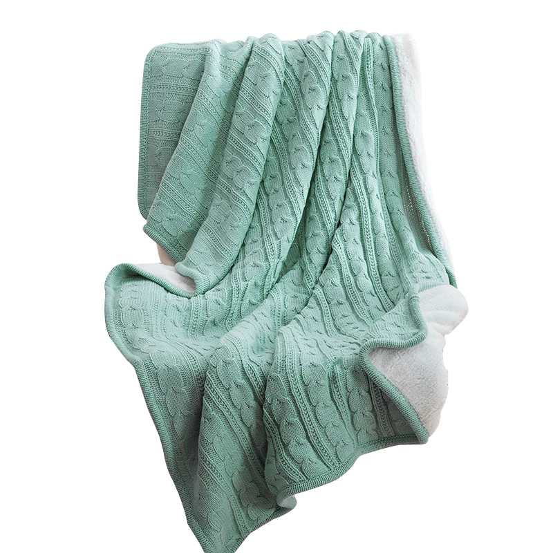 

Light Green Double Face Knited Thread Towel Blankets 120x180cm Summer Blankets Throw Plaids Artificial Cashmere Polyester