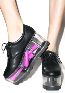 Transparent Platform Ladies Sweet Style Shoes Smooth Black/Whtie Leather Women Lace Up Casual Shoes High Platform Spring Shoes