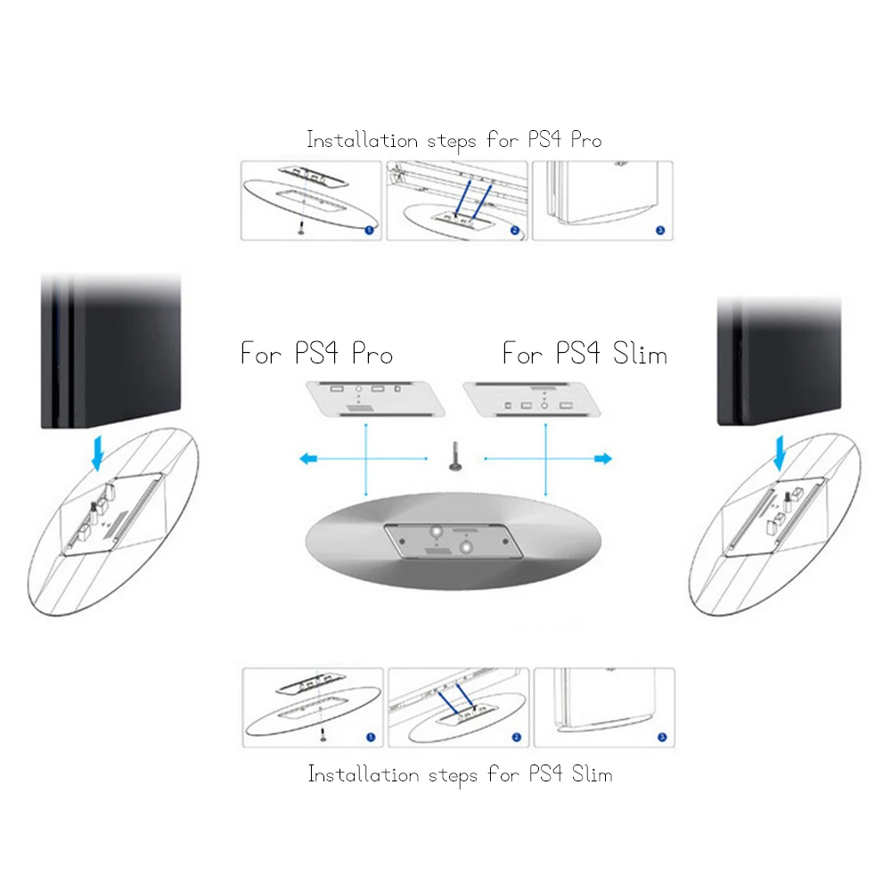 Для PS4 Pro/тонкий 2-в-1 Универсальная вертикальная подставка прозрачный держатель ультра легкий для sony Playstation 4 Pro/Slim консоли