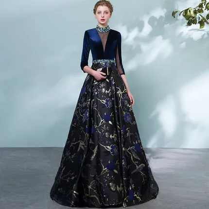 

Hot Royal Blue Velvet Beading Jacquard Flower Bird Medieval Dress Renaissance Gown Queen Costume Victorian /marie Belle Ball