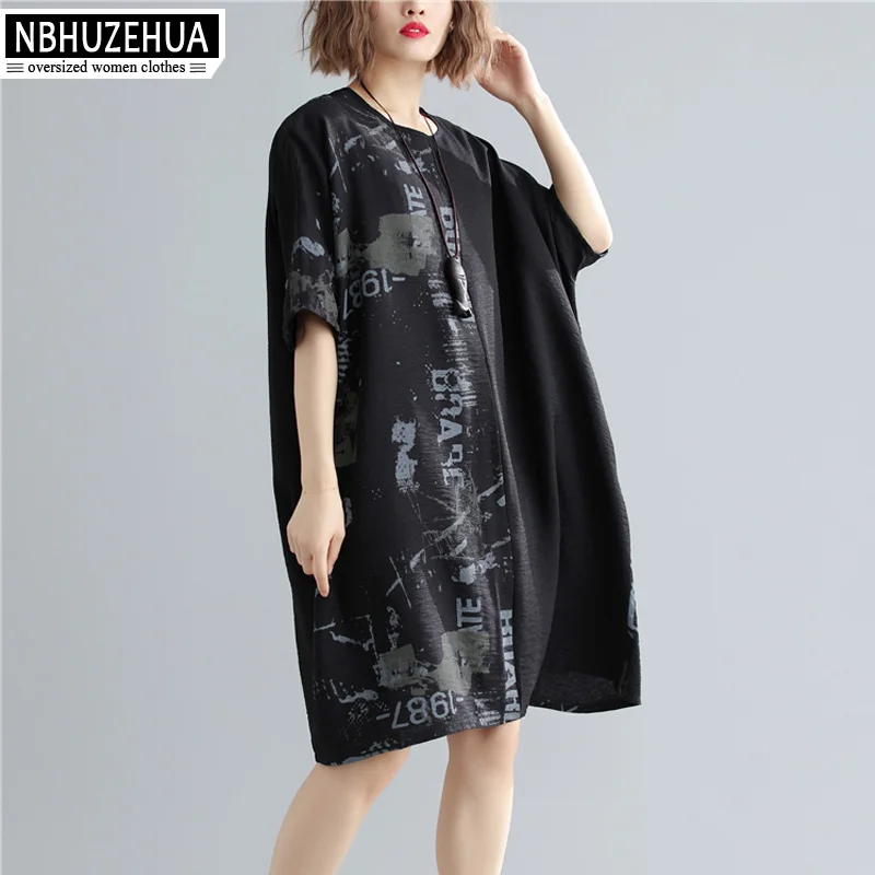 Женское платье футболка большого размера из хлопка и льна 5XL 6XL 19 A120 2019|Платья| |