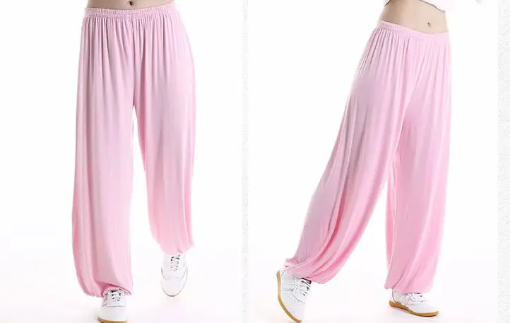 10 цветов Высокое качество унисекс для мужчин и женщин летние боевые искусства Йога штаны для тайцзи брюки для тренировок кунгфу брюки-шаровары - Цвет: pink