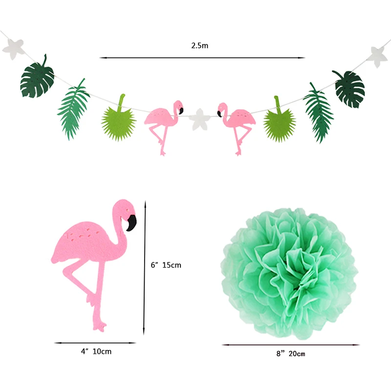 Zilue 10 шт зеленые листья Бумага веер в виде цветка декор для вечеринки в честь Дня Рождения Фламинго гирлянды Гавайи вечерние украшения дома фестиваль поставки