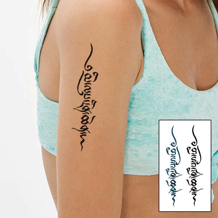 

Brand new fashion waterproof temporary tattoo sticker tatoo tatto men women flash fake henna black lotus tibetan lace SYA081