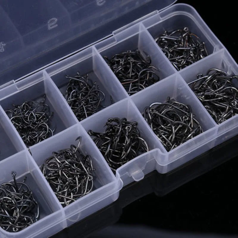 500pcs Assorted Sharpened Metal Fishing Hooks Tackle Lures Baits 10Size+Box ah 500pcs Assorted Sharpened Metal Fishing Hooks Tackle Lures Baits 10Size+Box ah