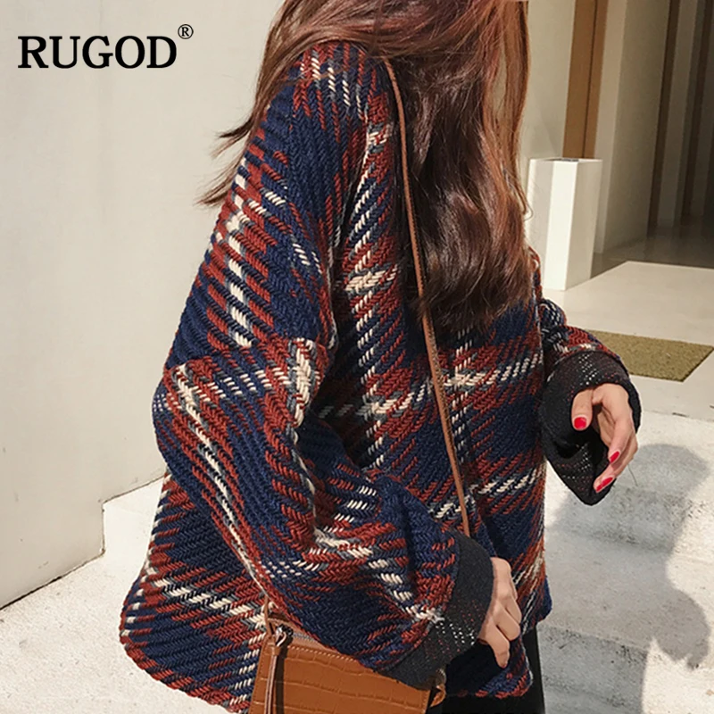 RUGOD New Vintage Plaid Wool Coat Women 2018 Autumn Winter Turtleneck Pullover Woolen Jacket Thick Women Clothing Casaco Femme RUGOD New Vintage Plaid Wool Coat Women 2018 Autumn Winter Turtleneck Pullover Woolen Jacket Thick Women Clothing Casaco Femme