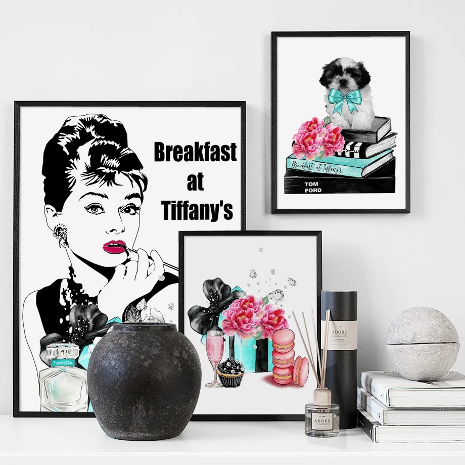 

Audrey Hepburn Fashion Book Paris Perfume Wall Art Canvas Painting Nordic Posters And Prints Wall Pictures For Living Room Decor