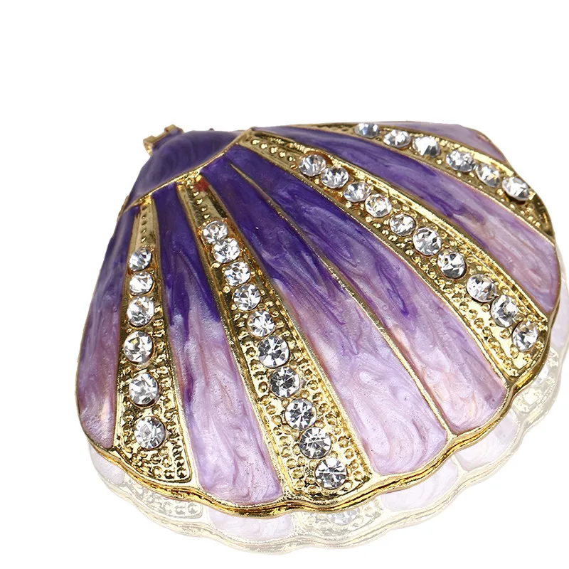 H & D 2 6 дюймов ручная роспись Seashell Trinket Box с насыщенной эмалью и сверкающими Стразы
