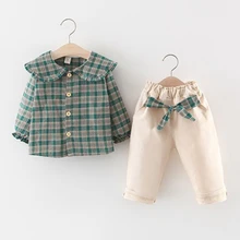 Детский комплект одежды для девочек, формальная рубашка и штаны комплект из 2 предметов для девочек, милая Рождественская одежда осенний костюм От 4 до 5 лет Изысканная одежда