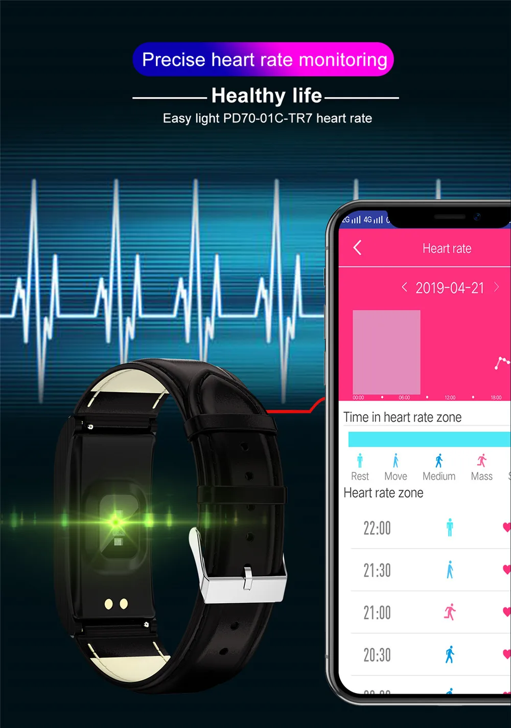 Smart Bracelet AK12 Men Women Heart Rate Band Sleep Monitor Blood Pressure Fitness Tracker Waterproof Color Screen Sports Watch