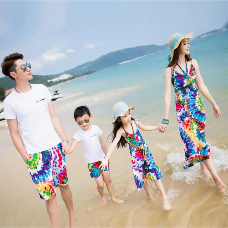 

Family Clothing Mother Daughter Dresses 2019 Summer Family Matching Outfits Father Son T-Shirt Pants Cotton Printer Family Look