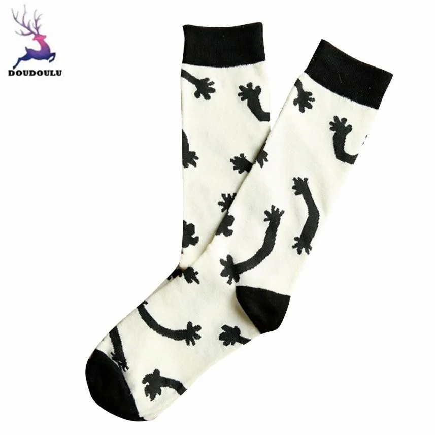 Doudoulu Cartoon Print Socks Women Cotton Happy Socks Cartoon Colorful Ankle Sock Woman High 