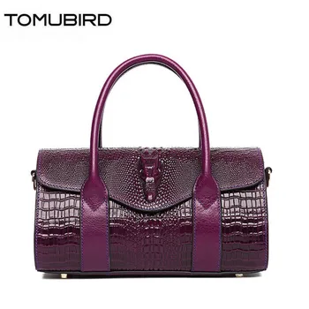 

TOMUBIRD 2020 new superior Cowhide genuine leather women Crocodile pattern Boston bag designer women genuine leather handbags