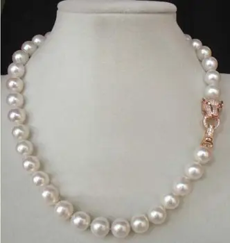 

free shipping HOT SELL 10-11MM GENUINE WHITE SOUTH SEA AKOYA PEARL NECKLACE