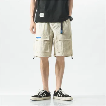 

2019 Summer New Men's Trend Korean Version Of The Belt Decoration Multi-pocketLabelingToolingStreetFive-point Wild Casual Shorts